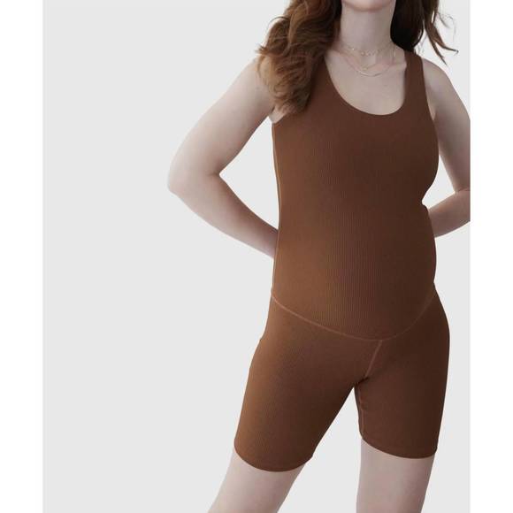 NEW INGRID + ISABEL women's maternity short bodysuit in chestnut - Picture 3 of 3